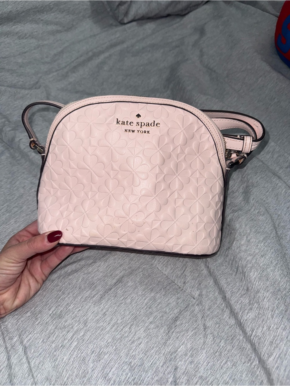 kate spade Blush Pink Embossed Floral Crossbody Bag